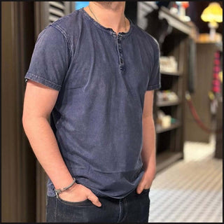 Rolled Henley Short-Sleeved Tee - That Guy's Secret