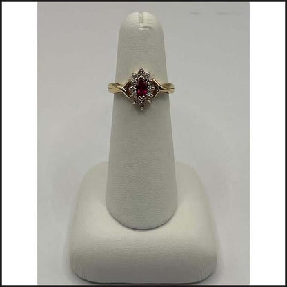Ruby Ring With Diamond 14Ky Marquise Cut Accents Estate-Ring-That Guy's Secret
