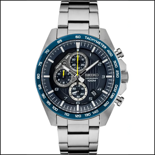 Seiko Chronograph Blue Patterned Dial Watch-Watch-That Guy's Secret