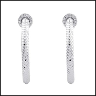 Silver 1/10 ctw Diamond Half Hoop Earrings-Earrings-That Guy's Secret