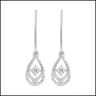 Silver 1/4 Ctw Diamond Teardrop Shaped Earrings-Earrings-That Guy's Secret