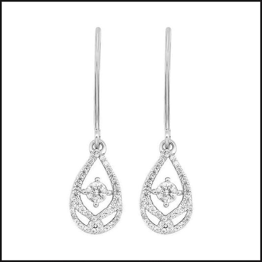 Silver 1/4 Ctw Diamond Teardrop Shaped Earrings-Earrings-That Guy's Secret
