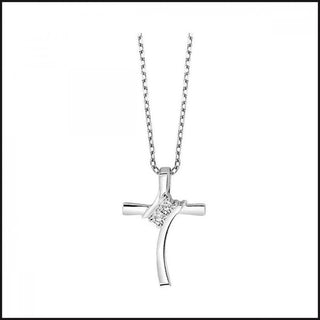 Silver Diamond 1/20 ctw Cross Pendant-necklace-That Guy's Secret