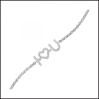 Silver Diamond I Heart U Bracelet-bracelet-That Guy's Secret