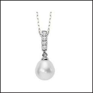 Silver Diamond and Pearl Pendant 1/5ctw-necklace-That Guy's Secret