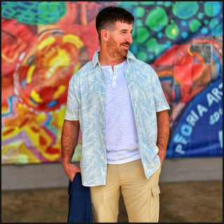Sky Blue Palm Leaf Sport Shirt - That Guy's Secret