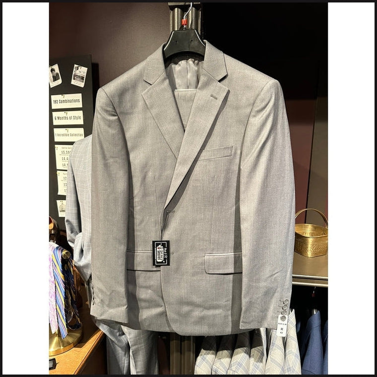 Slim Fit 2-Button Suit (Solid Grey)-Suits-That Guy's Secret