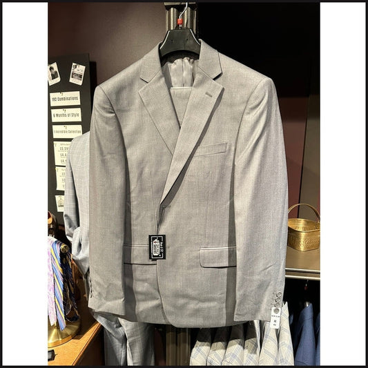 Slim Fit 2-Button Suit (Solid Grey) - That Guy's Secret