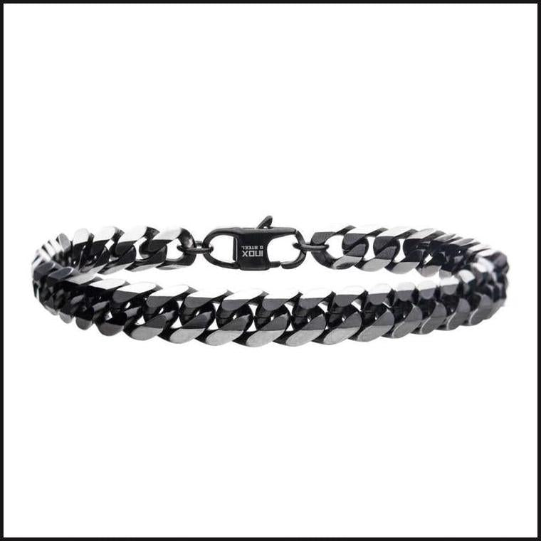 Stainless Steel Black IP 8mm Diamond Curb Chain Bracelet-bracelet-That Guy's Secret