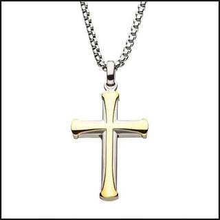 Stainless Steel Gold IP Apostle Cross Pendant with Chain-Necklace-That Guy's Secret