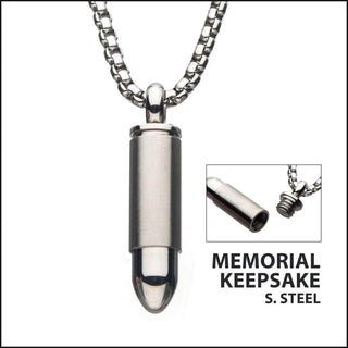 Stainless Steel Memorial Bullet Pendant with Steel Box Chain-Necklace-That Guy's Secret