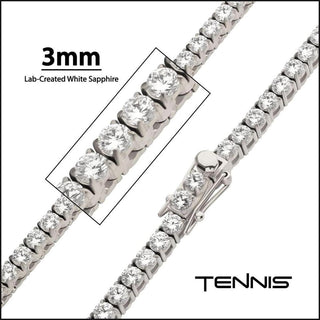 Stainless Steel Tennis Necklace with Lab-Created White Sapphire