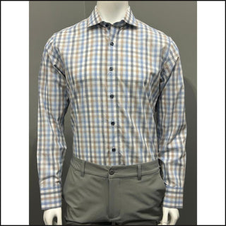 Stantt Oak, Blue and Charcoal Slubweave Tattersall Button Down Shirt-Button Down Shirt-That Guy's Secret