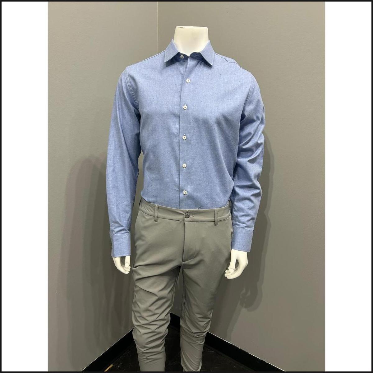 Stantt Sky Blue Speckled Dongle Herringbone Button Down Shirt-Button Down Shirt-That Guy's Secret