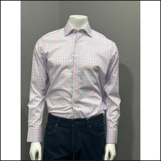 Stantt Sky Blue and Light Pink Gingham Long Sleeve Button Down-Button Down Shirt-That Guy's Secret