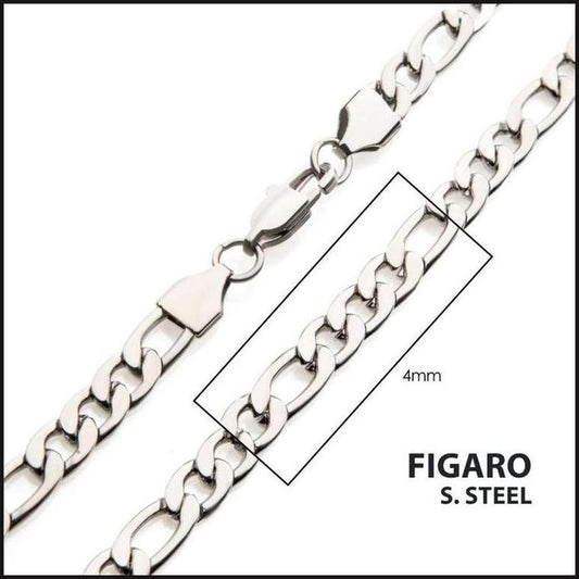 Steel Figaro Chain 4 MM X 20 Inches-bracelet-That Guy's Secret