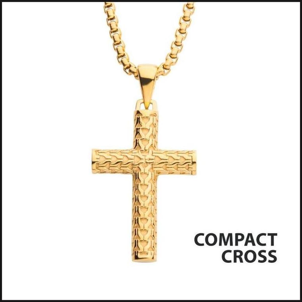 Steel Pendant Cross Scale Gold Plated 22 Inches-Necklace-That Guy's Secret