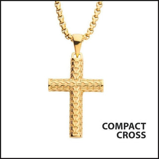 Steel Pendant Cross Scale Gold Plated 22 Inches-Necklace-That Guy's Secret