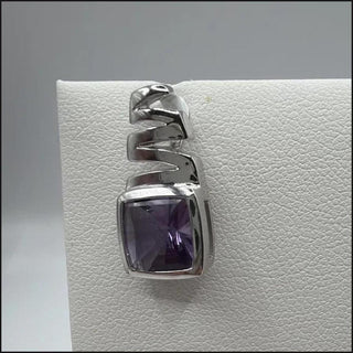 Sterling silver amethyst pendant with zigzag bail