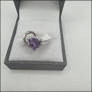 Sterling silver trillion amethyst swirl ring