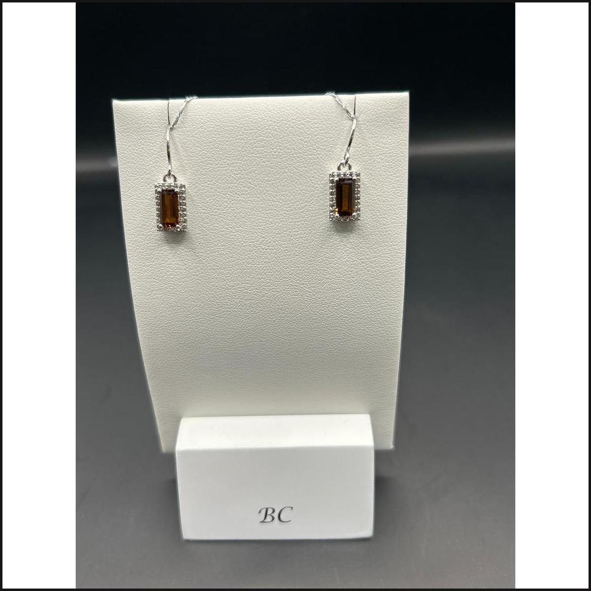 Sterling Silver Earrings – 1.20 Carats with White Topaz 0.17ct-Earrings-That Guy's Secret