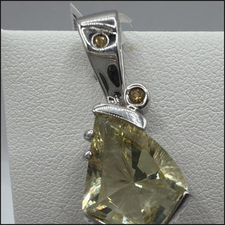 Sterling silver fancy-cut lemon quartz pendant with citrine accents