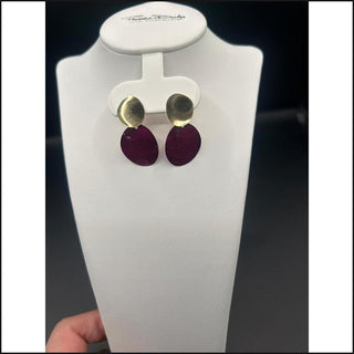 Sterling Silver + Yellow Gold Plated Royal Merlot Earrings-Earrings-That Guy's Secret