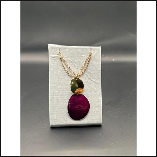 Sterling Silver + Yellow Gold Plated Royal Merlot Oval Necklace-Necklace-That Guy's Secret