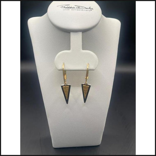 Sterling Silver + Yellow Gold Plated Triangle Applique Earrings-Earrings-That Guy's Secret