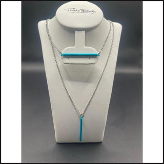 Sterling Silver and Ocean Blue Double Layer Necklace-Necklace-That Guy's Secret