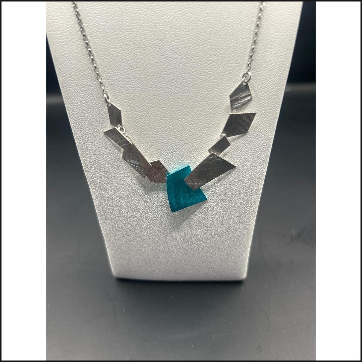 Sterling Silver and Ocean Blue Jasimine Enamel Necklace-Earrings-That Guy's Secret