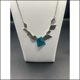 Sterling Silver and Ocean Blue Jasimine Enamel Necklace-Earrings-That Guy's Secret