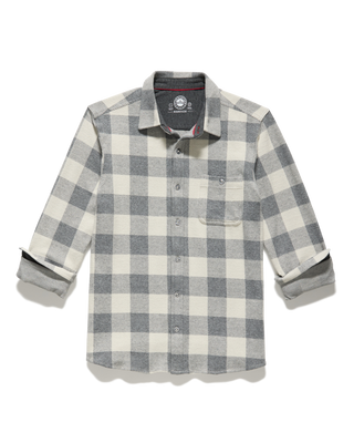 Thatcher LS Hero Knit Flannel Shirt - Cream/Grey