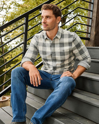 Thatcher LS Hero Knit Flannel Shirt - Cream/Grey