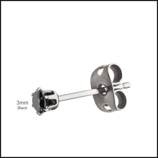 Titanium EAR Studs 20G 6 Prong Set Stud Earrings Cubic ZurconiaK 3 MM-Earrings-That Guy's Secret