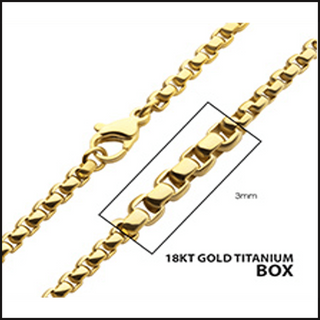 Titanium Gold Ion Plated 18K Box Chain 3 MM X 18 Inches-necklace-That Guy's Secret