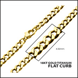 Titanium Gold Ion Plated 18K Flat Curb Chain 4.35 MM X 20-necklace-That Guy's Secret
