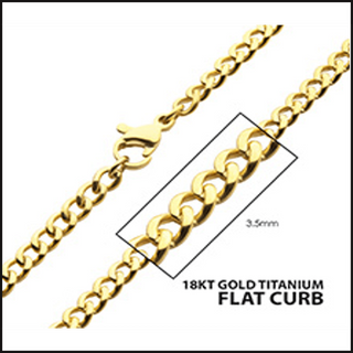 Titanium Gold Ion Plated18 K Flat Curb Chain 3.5 MM X 18-necklace-That Guy's Secret