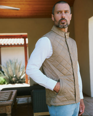 Crest Quilted Vest - Tan - That Guy's Secret