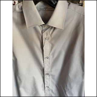 Verno Fashion Dress Shirt in Gray, Slim Fit, spread collar