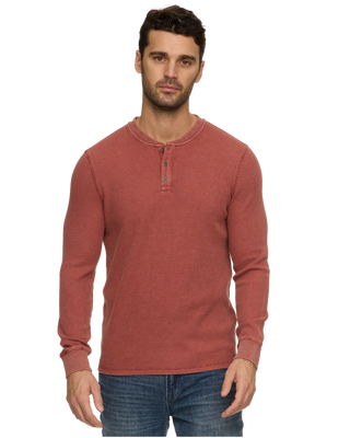 Vintage Soft Waffle Henley - Burnt Orange