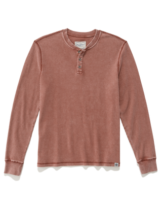Vintage Soft Waffle Henley - Burnt Orange