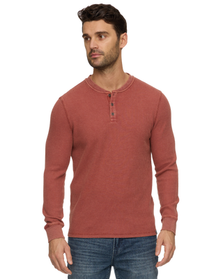 Vintage Soft Waffle Henley - Burnt Orange