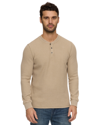 Vintage Soft Waffle Henley - Tan