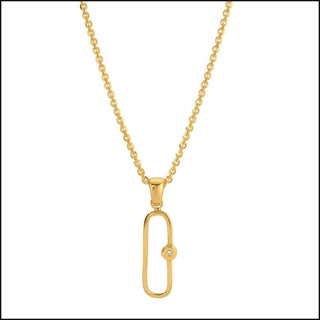 Yellow Gold Plated Sterling Silver Slim Oval Necklace with .0075 DTW - That Guy's Secret