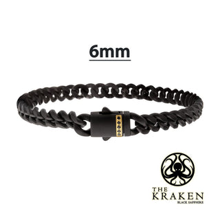 6mm Black IP Steel Miami Cuban Chain Bracelet with Black Sapphire