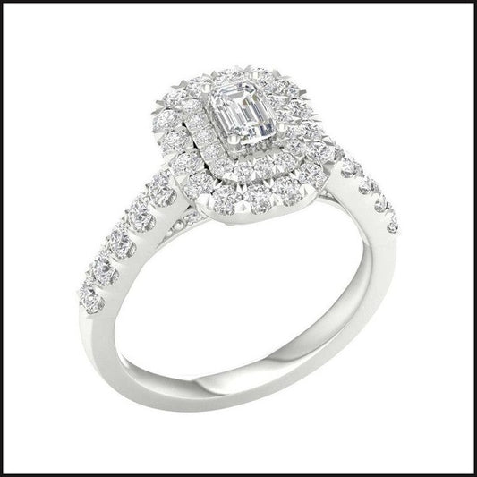 1.33 CTW Diamond Emerald Elegant Halo Design Ring - That Guy's Secret