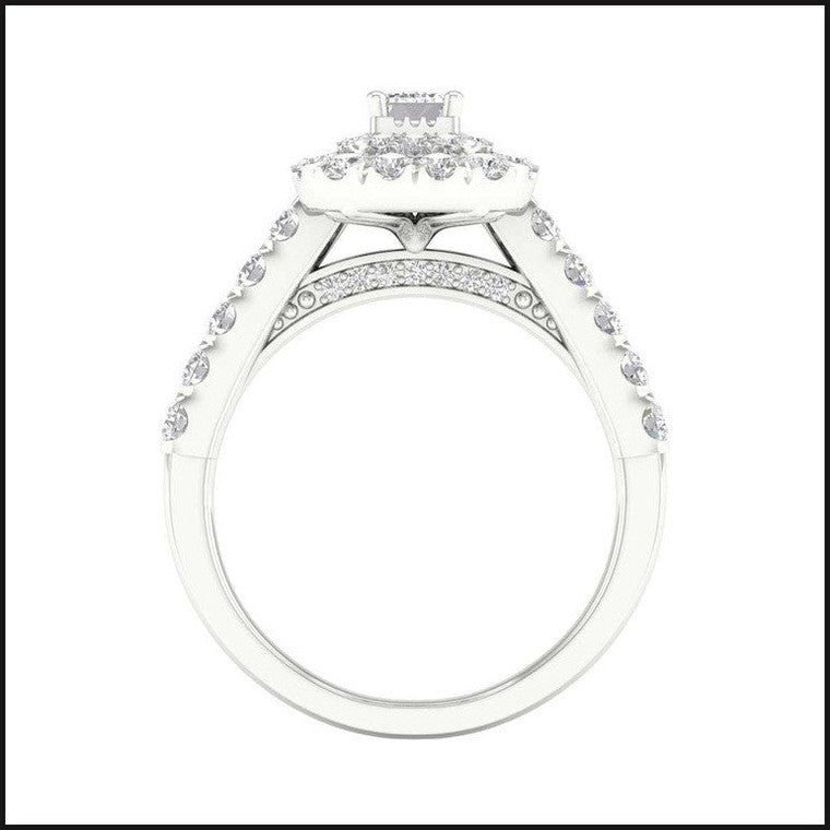 1.33 CTW Diamond Emerald Elegant Halo Design Ring - That Guy's Secret