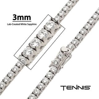 Stainless Steel Tennis Necklace with Lab-Created White Sapphire