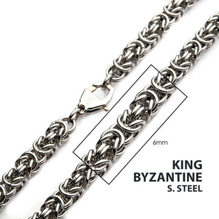 6mm Steel King Byzantine Chain Necklace